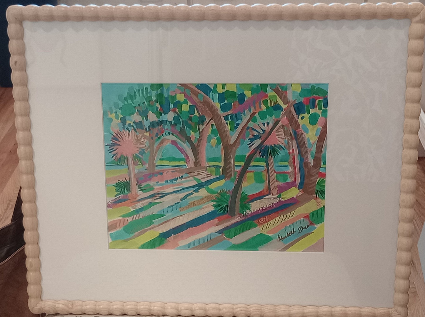 Walk with Me 8x10 Watercolor, Acrylic & Gold Leaf - Framed
