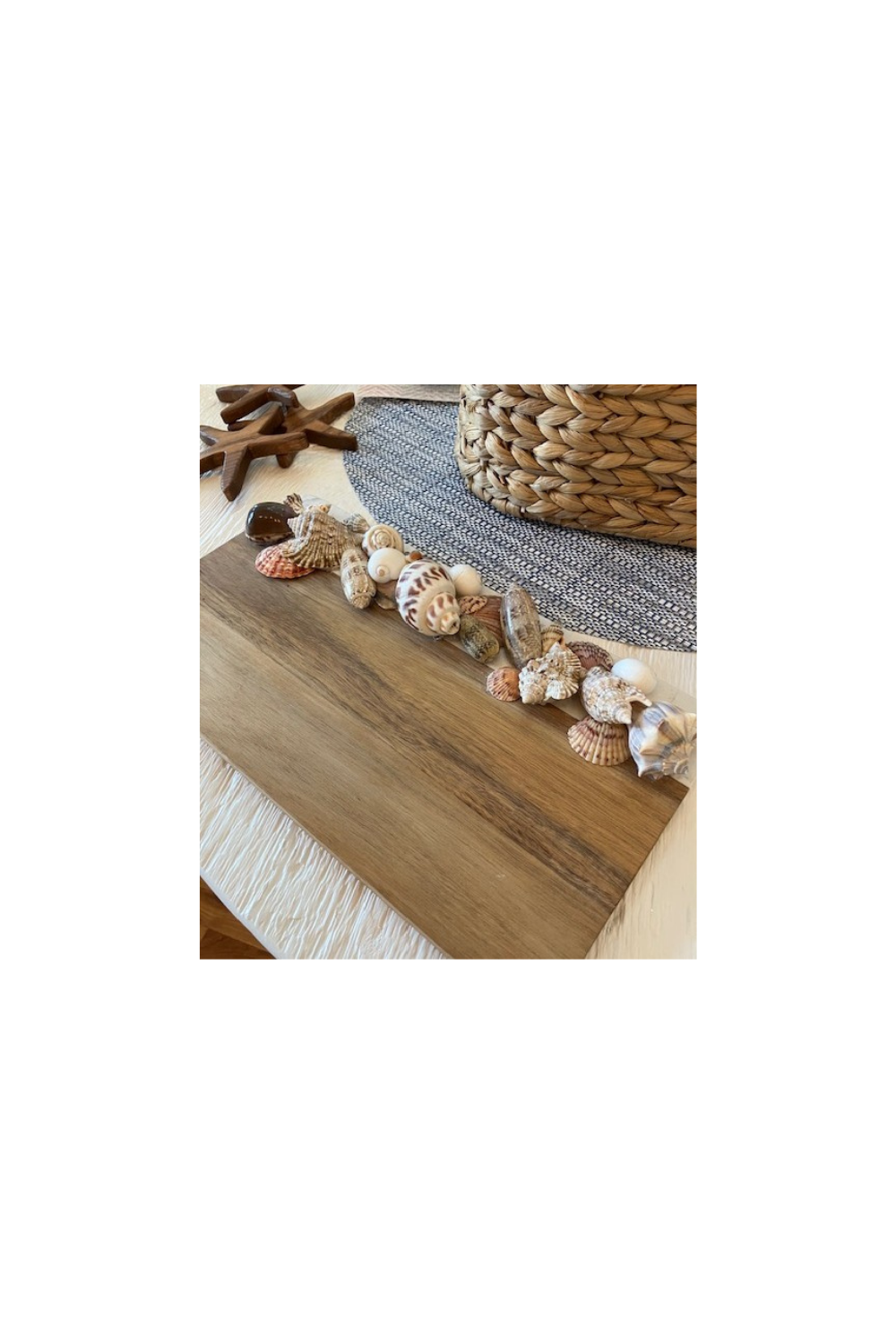 Wood + Marble Cheeseboard with Shells