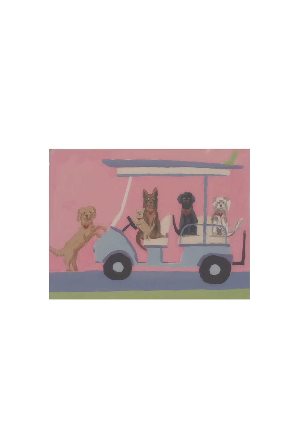 Dogs on Golf Cart Note Card