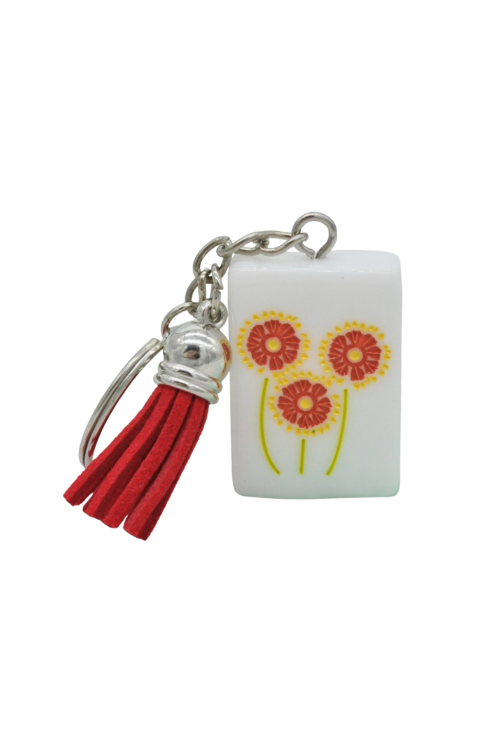 Traditional Flower Mahjong Tile Keychain