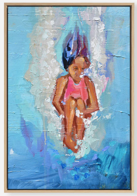 Splash Girl - 22x28 Canvas Print with Floating Gold Frame