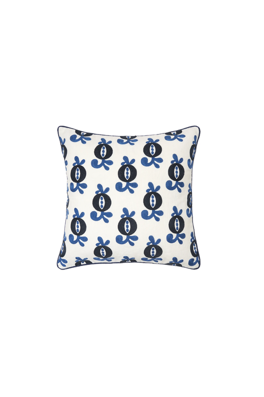 Blue and White Stitched Decorative Pillow - 22" x 22"