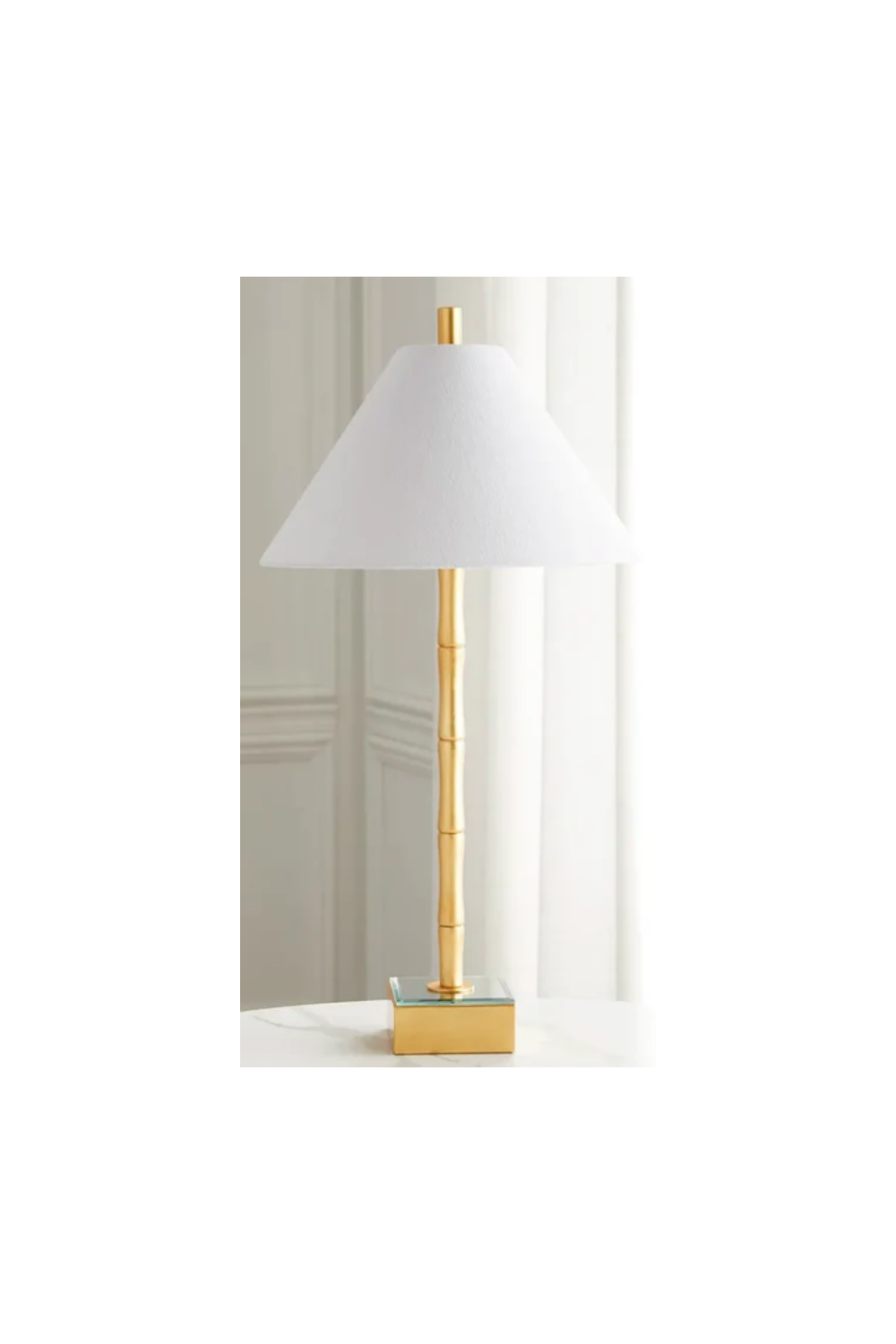 Brass Bamboo Mirrored Base Table Lamp