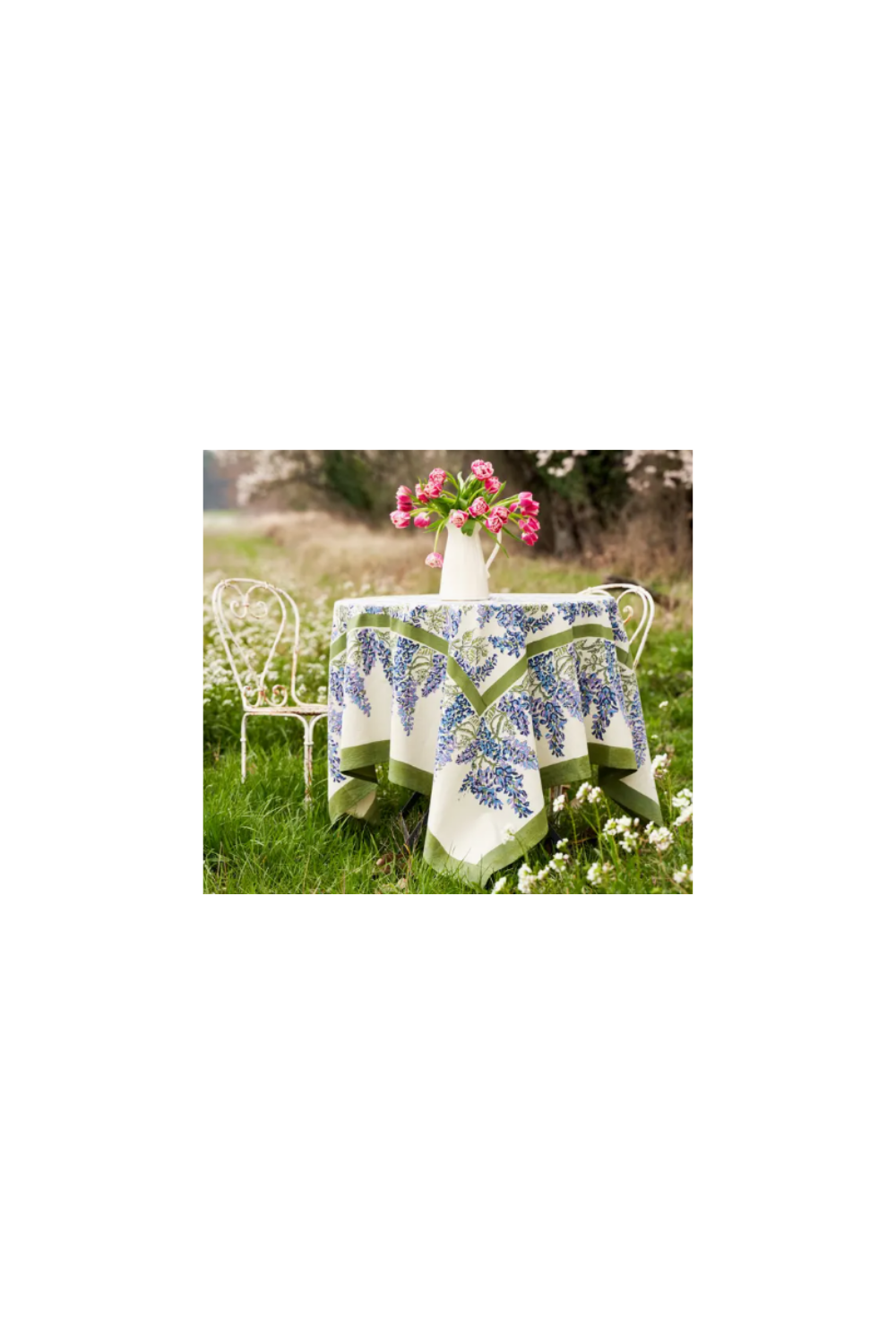 Wisteria Blue & Green Tablecloth - 59"x59"