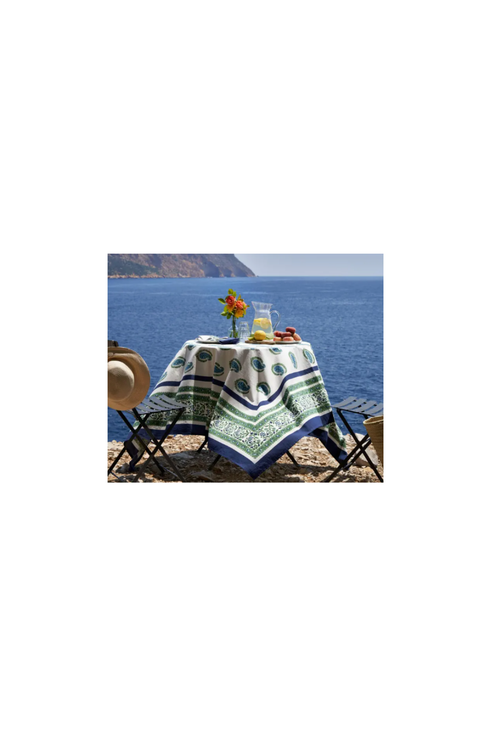 Cassis Blue & Green Tablecloth - 59"x59"