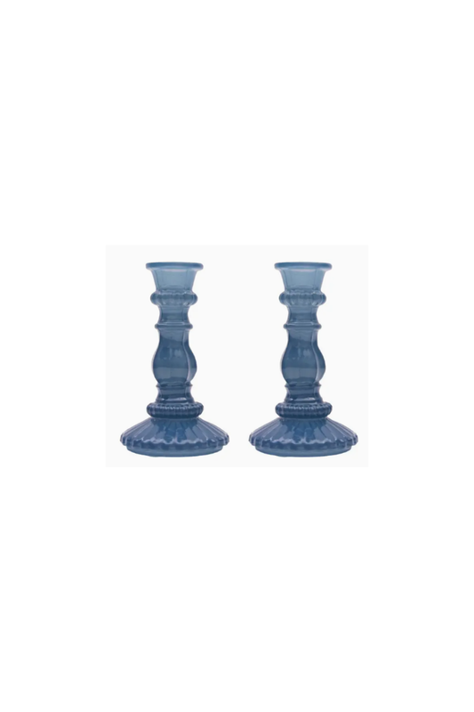 Coastal Blues Glass Candlesticks