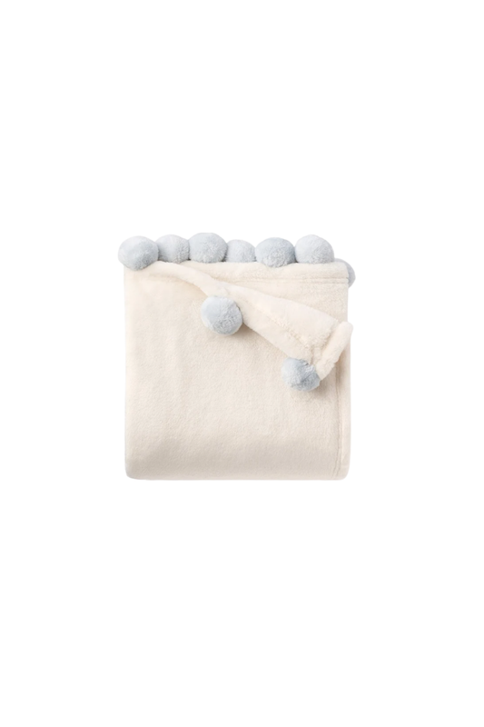 Flannel Fleece Pom Blanket 30"x40"