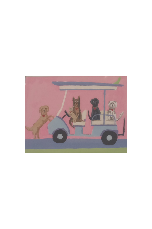 Dogs on Golf Cart Note Card