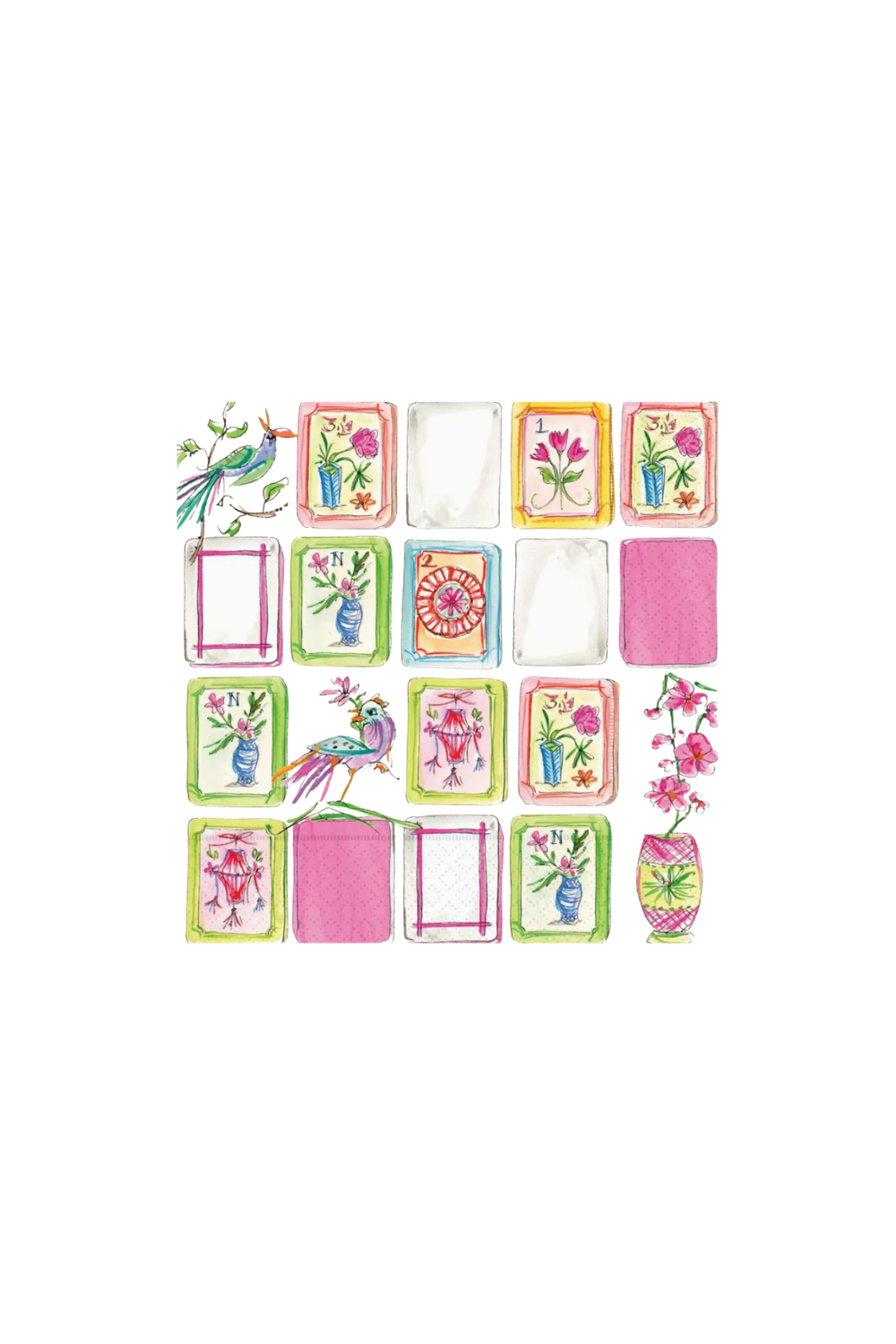 Mahjong Pink Cocktail Napkins - Pack of 20