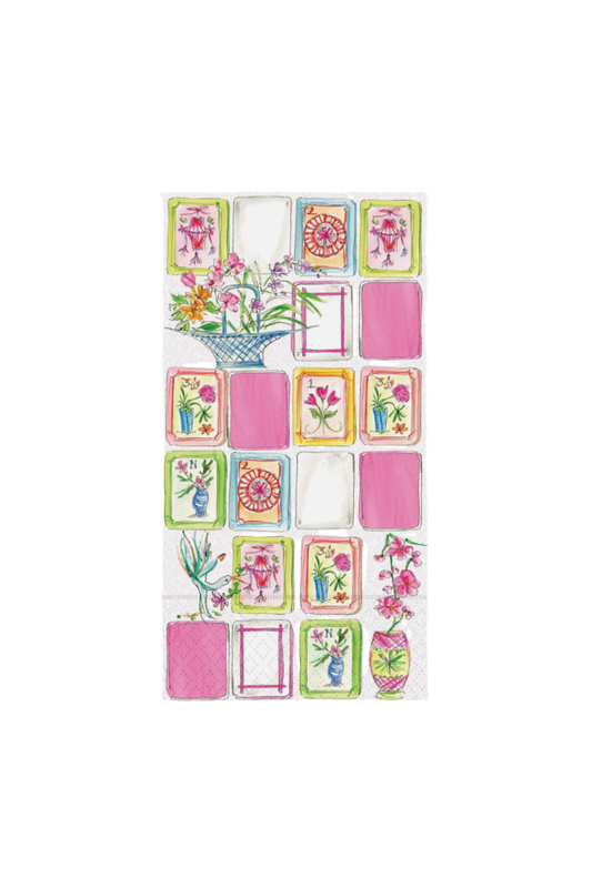 Pink Mahjong Guest Towels - 16 pack
