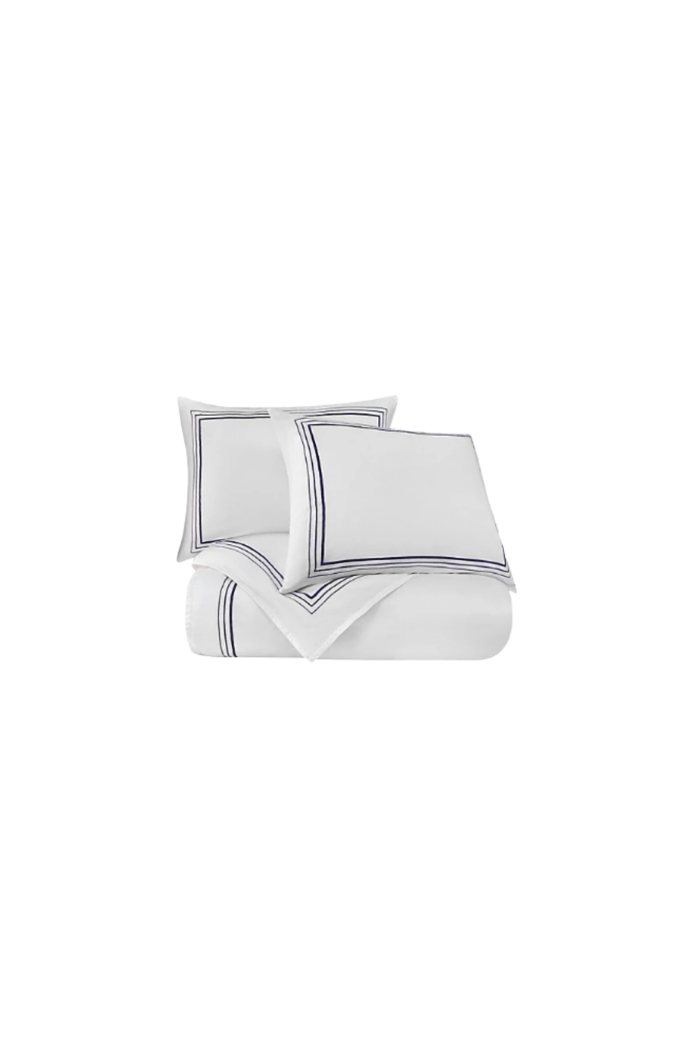 Border Embroidery Duvet Cover Set -Navy- Twin